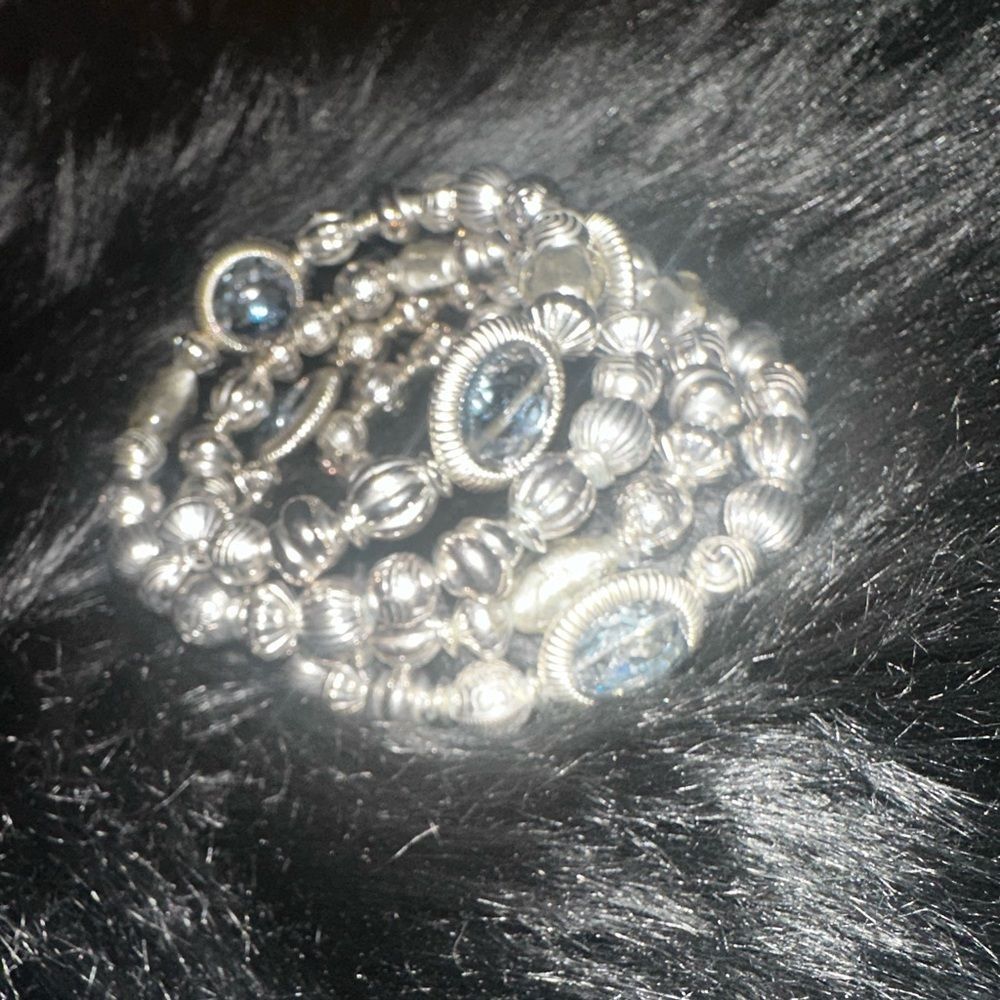Vintage Silver Toned Wrap Beaded crystal Bracelet - Picture 5 of 6